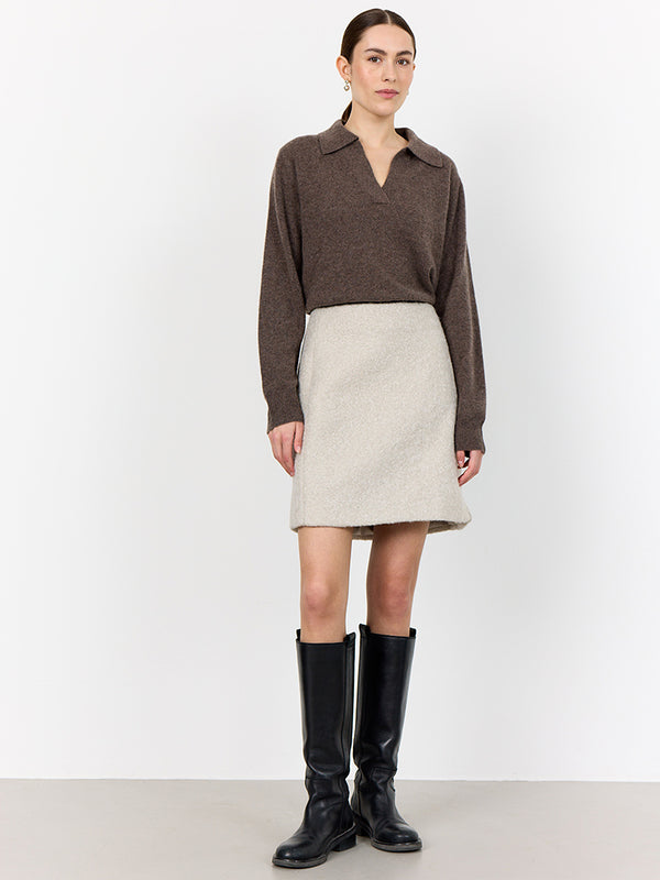 Levete Room Eloise Open Collar Sweater in Coffee
