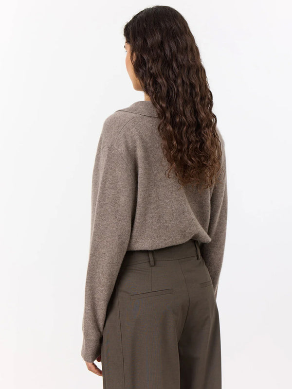 Levete Room Eloise Open Collar Sweater in Taupe