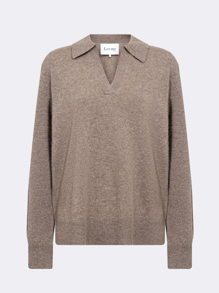 Levete Room Eloise Open Collar Sweater in Taupe