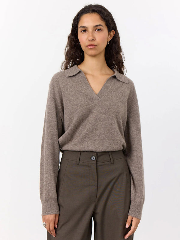 Levete Room Eloise Open Collar Sweater in Taupe