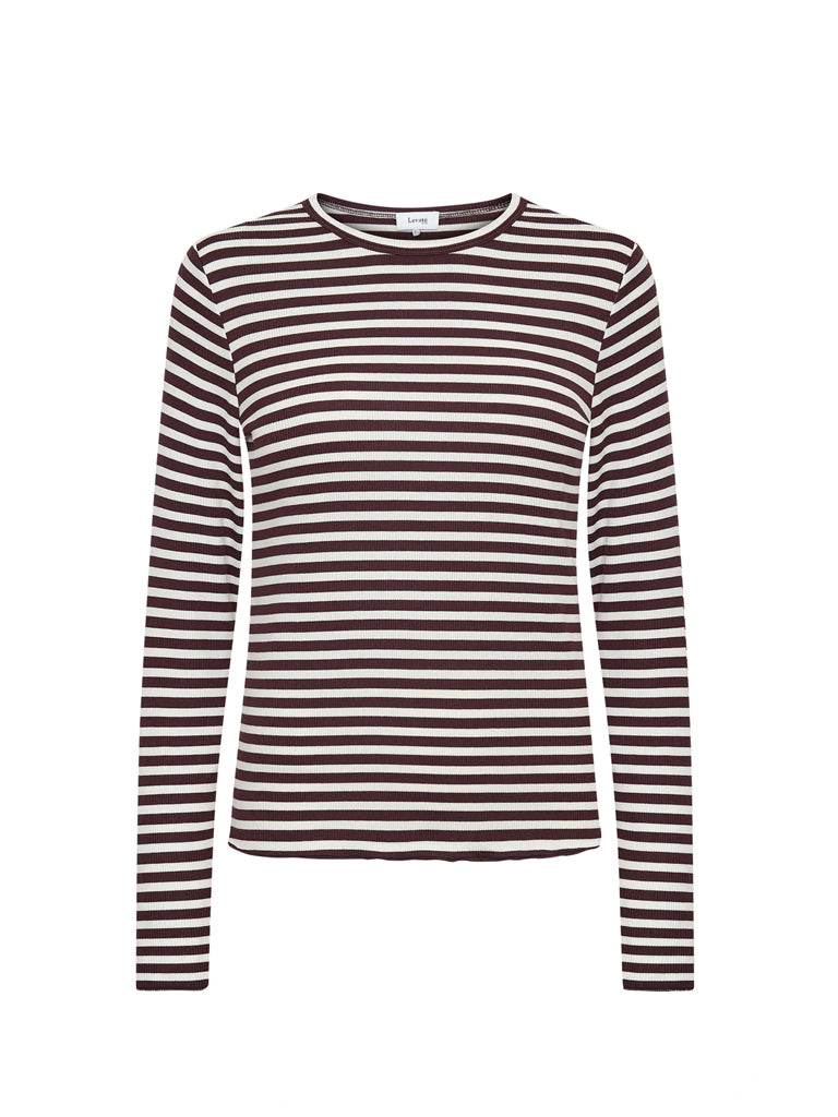Levete Room Ika Stripe T-Shirt in Fudge White