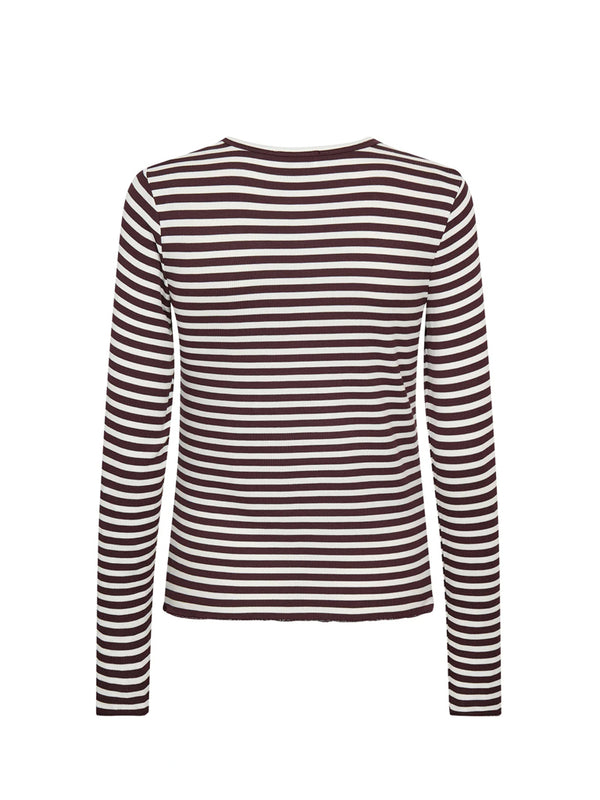 Levete Room Ika Stripe T-Shirt in Fudge White