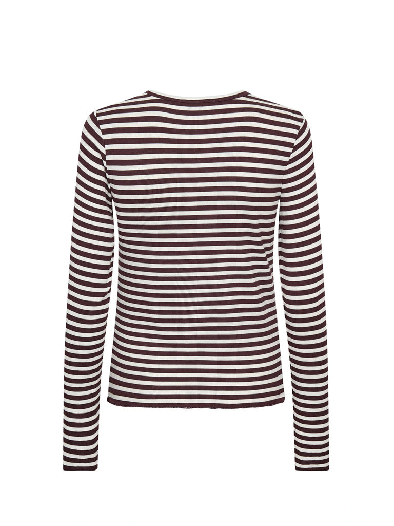 Levete Room Ika Stripe T-Shirt in Fudge White