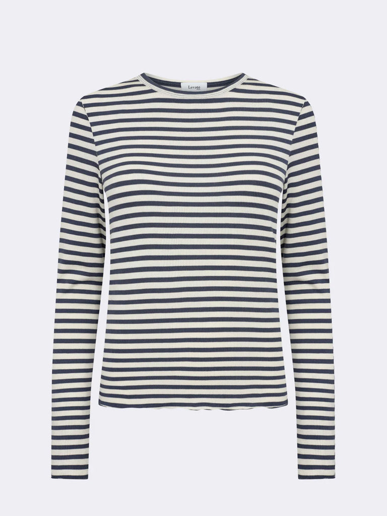 Levete Room Ika Stripe T-Shirt in Navy Off White