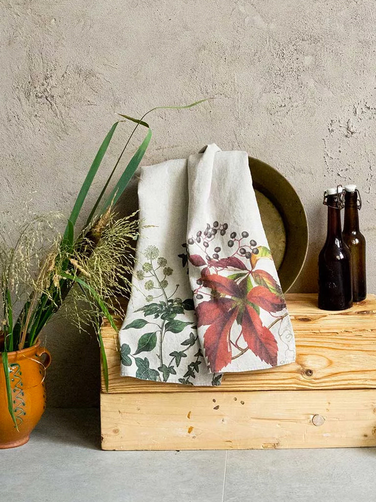Linoroom Ivy and Creeper Tea Towels in Natural