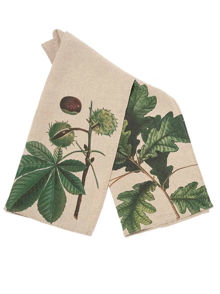 Linoroom Oak & Horse Chestnut Tea Towels in Natural Linen
