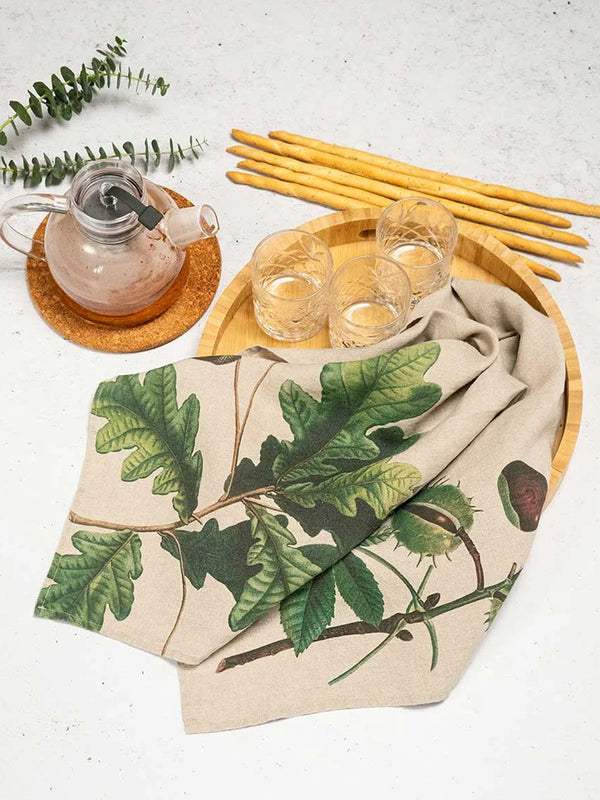 Linoroom Oak & Horse Chestnut Tea Towels in Natural Linen