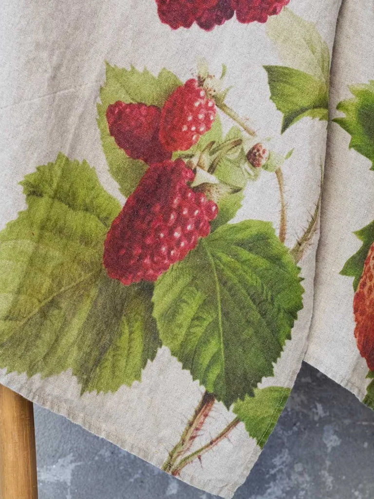 Linoroom Strawberry Raspberry Tea Towels in Natural Linen