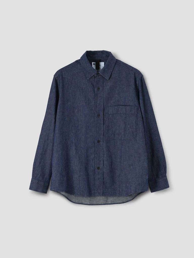 MHL Basic Cotton Linen Shirt in Indigo