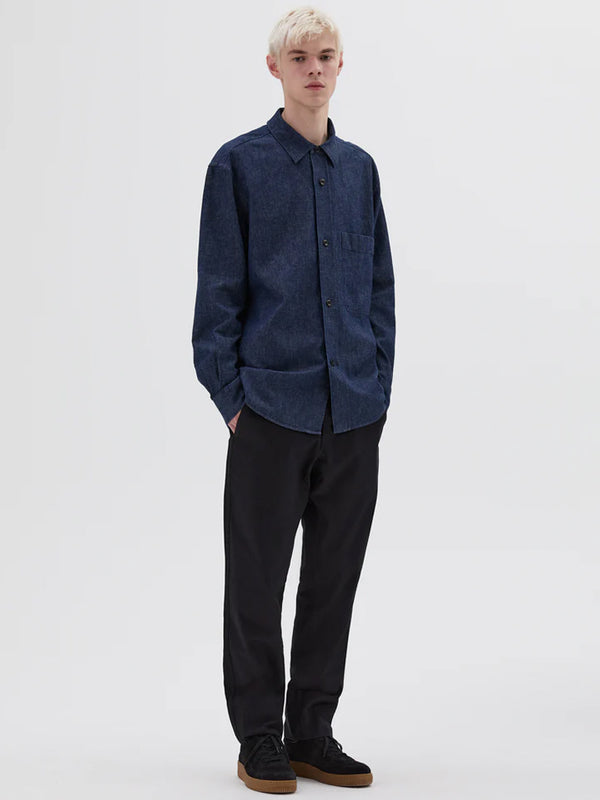 MHL Basic Cotton Linen Shirt in Indigo