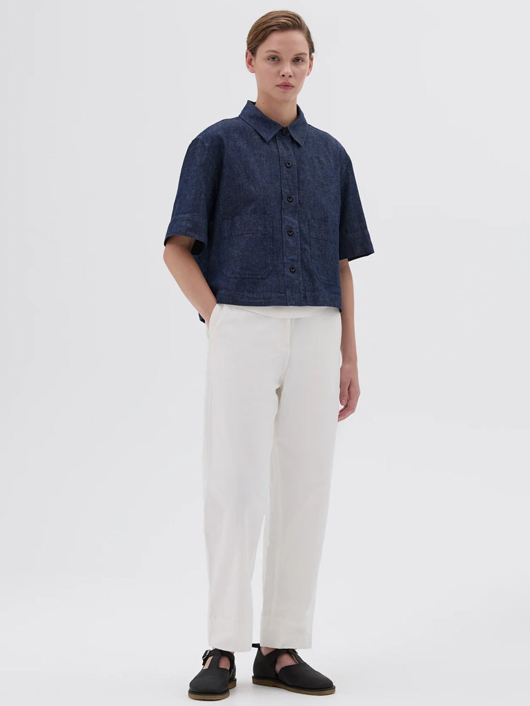 MHL Cropped Uniform Shirt in Indigo