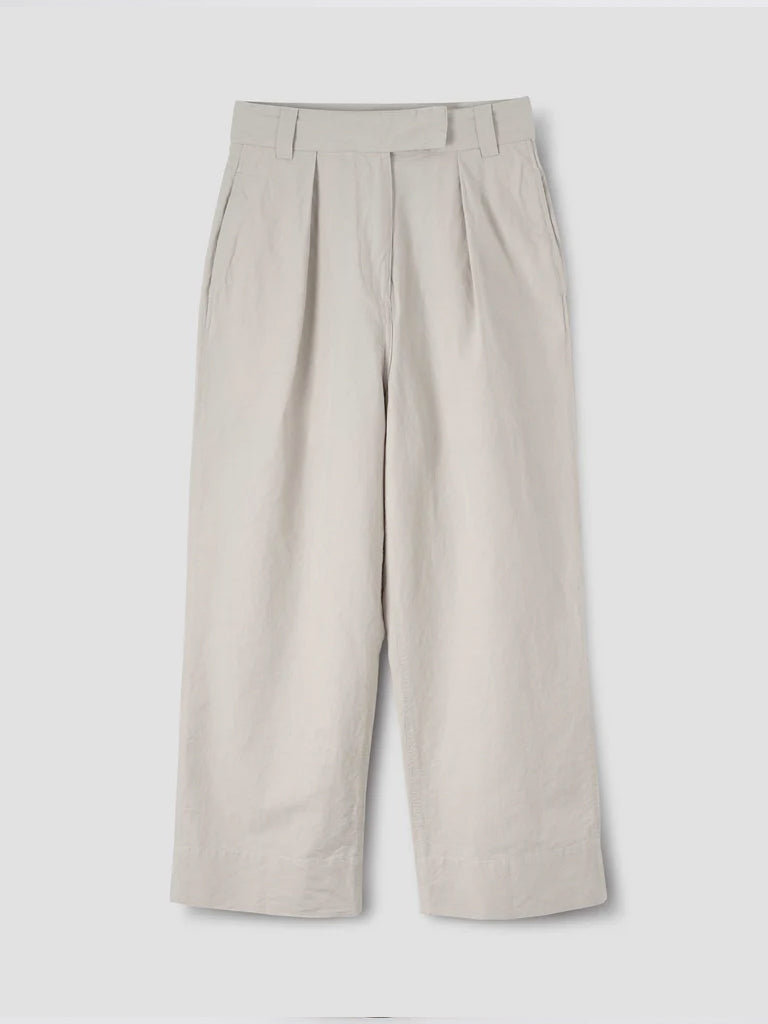 MHL Pleated Crop Trousers in Pale Stone