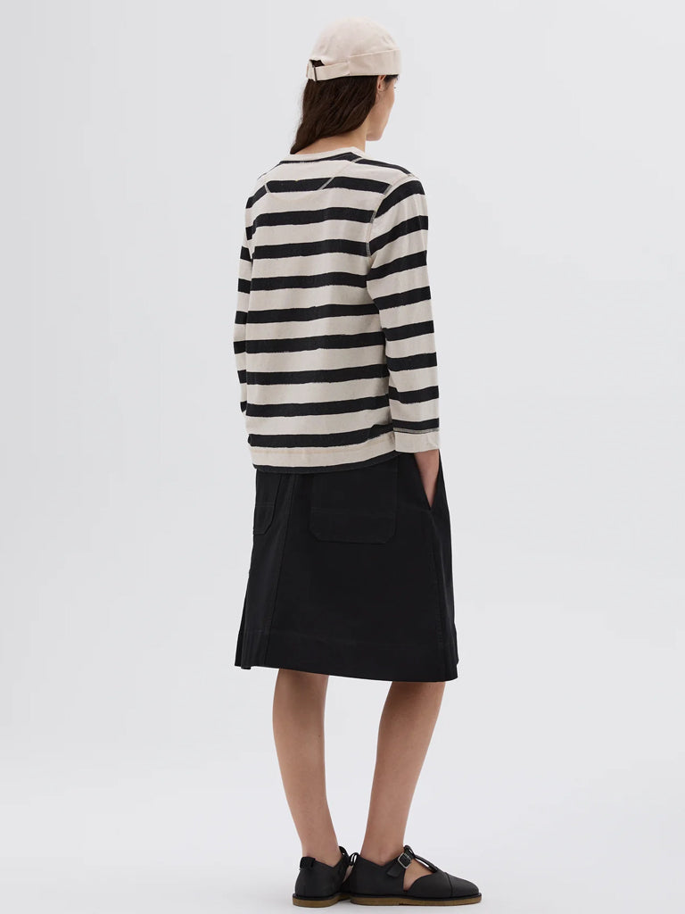 MHL Stripe Matelot T-Shirt in Natural Black