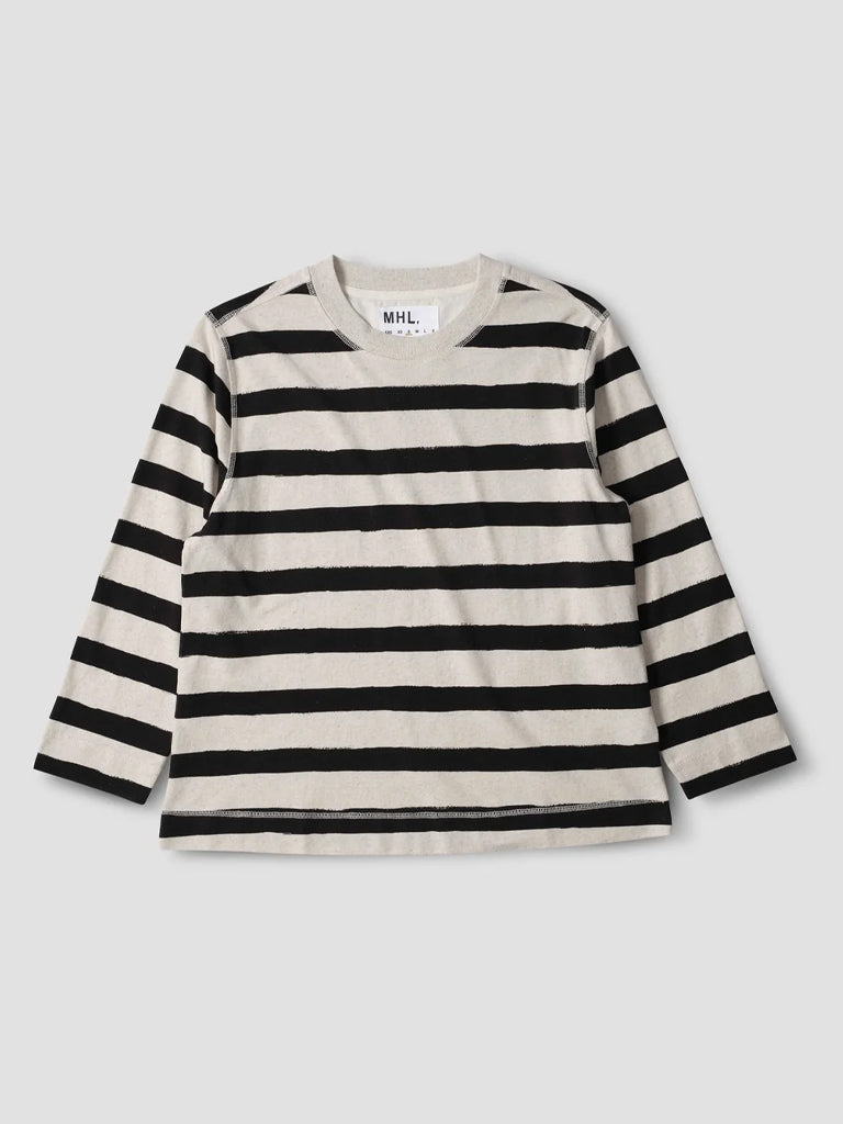 MHL Stripe Matelot T-Shirt in Natural Black