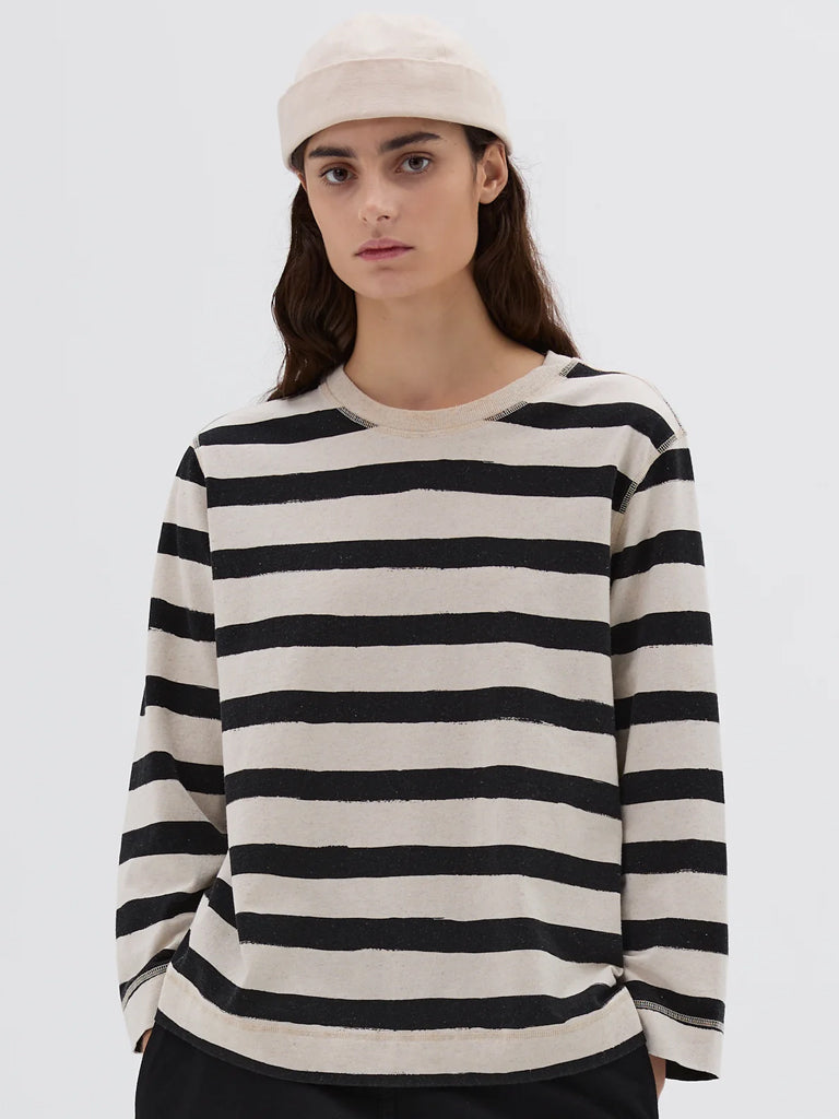 MHL Stripe Matelot T-Shirt in Natural Black