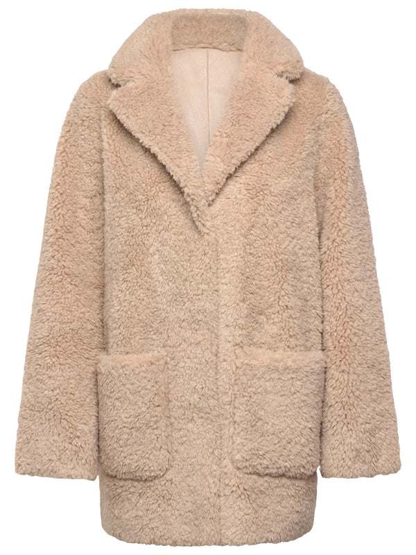 Minus Reversible Teddy Jacket in Sand Grey