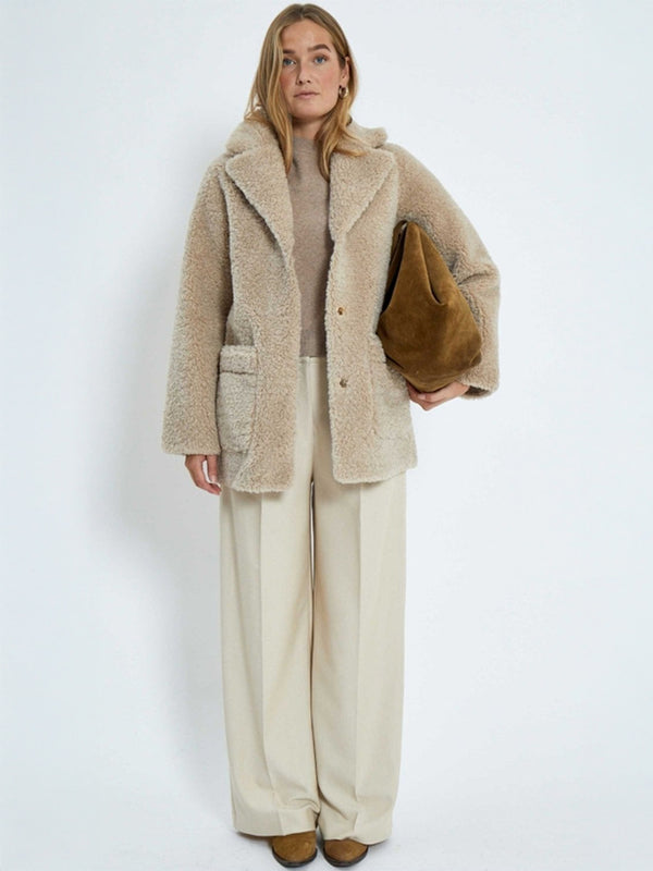 Minus Reversible Teddy Jacket in Sand Grey