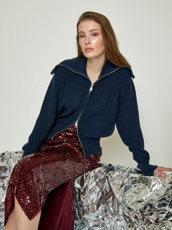 Minus Ziddi Sequin Skirt in Cordovan