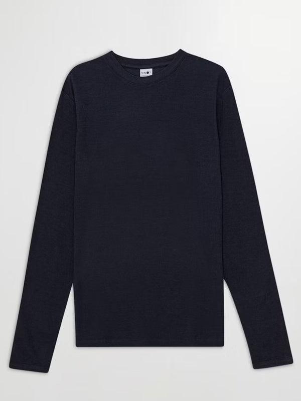 NN07 Clive Waffle Knit T-Shirt in Navy Blue