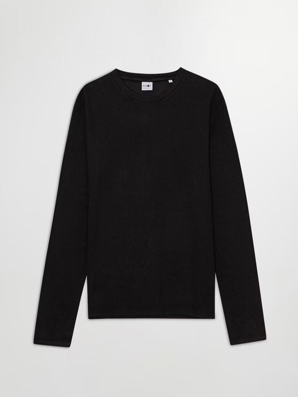 NN07 Clive Waffle Knit T-Shirt in Black