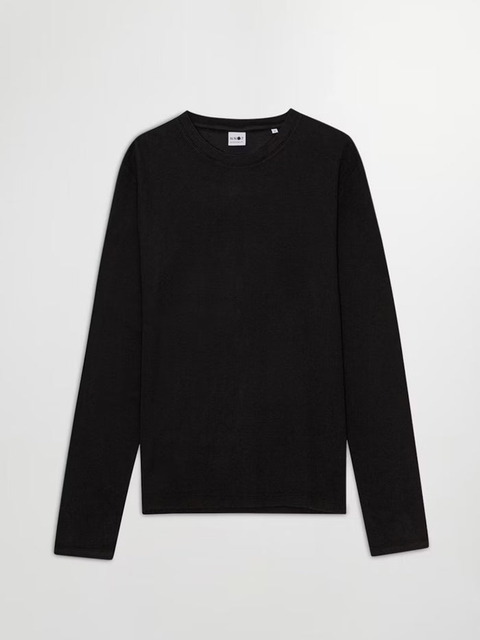 NN07 Clive Waffle Knit T-Shirt in Black – Maze
