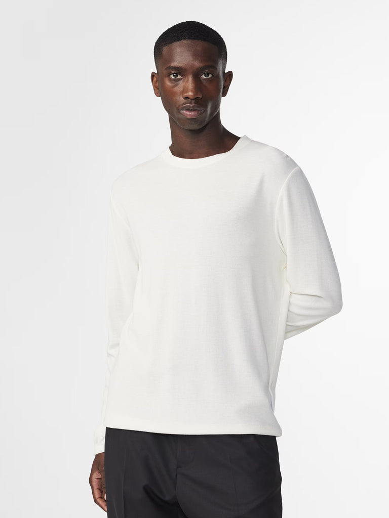 NN07 Clive Waffle Knit T-Shirt in Egg White