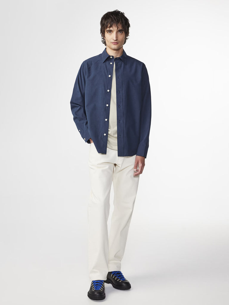 NN07 Colby Poplin Shirt in Navy Blue