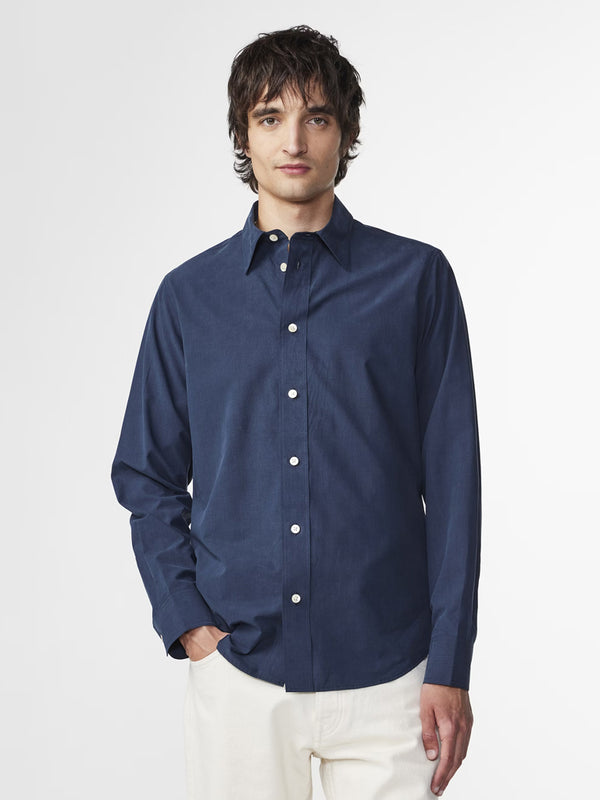 NN07 Colby Poplin Shirt in Navy Blue