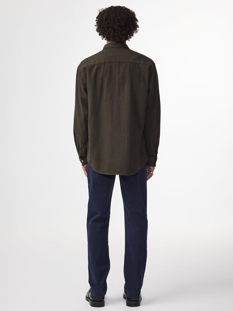 NN07 Deon Flannel Shirt in Dark Army