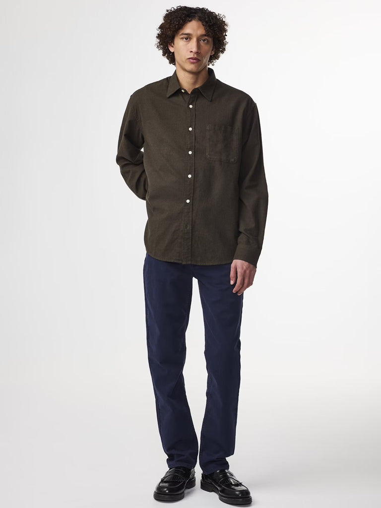 NN07 Deon Flannel Shirt in Dark Army