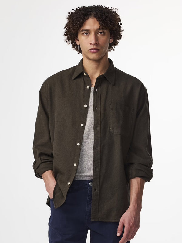 NN07 Deon Flannel Shirt in Dark Army
