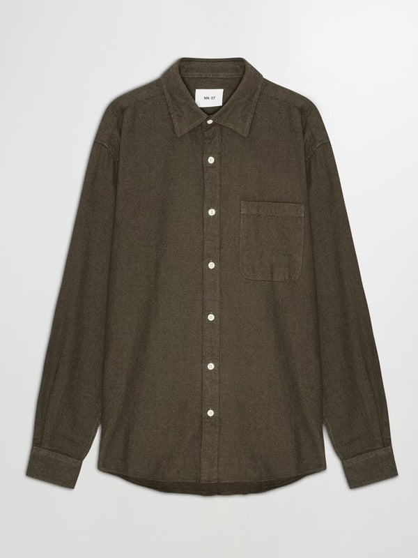 NN07 Deon Flannel Shirt in Dark Army
