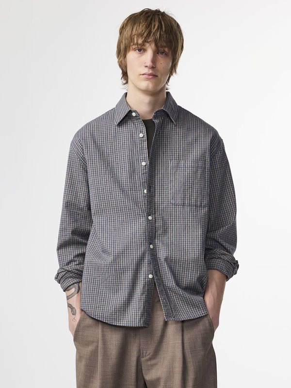 NN07 Deon Flannel Shirt in Indigo Check