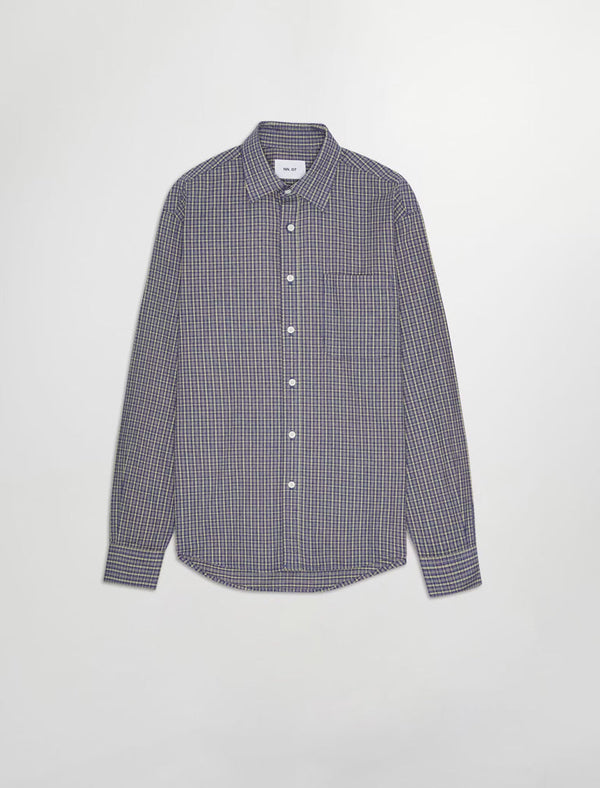 NN07 Deon Flannel Shirt in Indigo Check