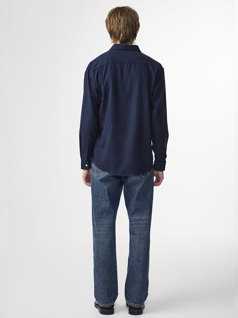 NN07 Deon Flannel Shirt in Navy
