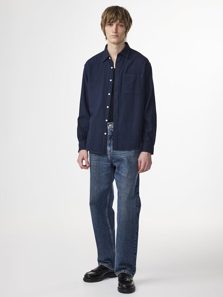 NN07 Deon Flannel Shirt in Navy
