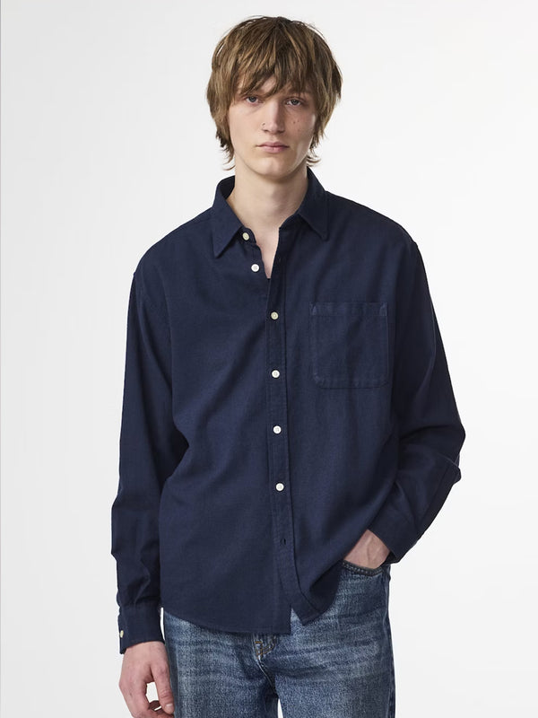 NN07 Deon Flannel Shirt in Navy