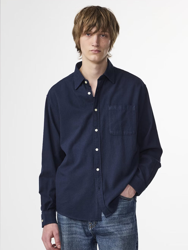 NN07 Deon Flannel Shirt in Navy