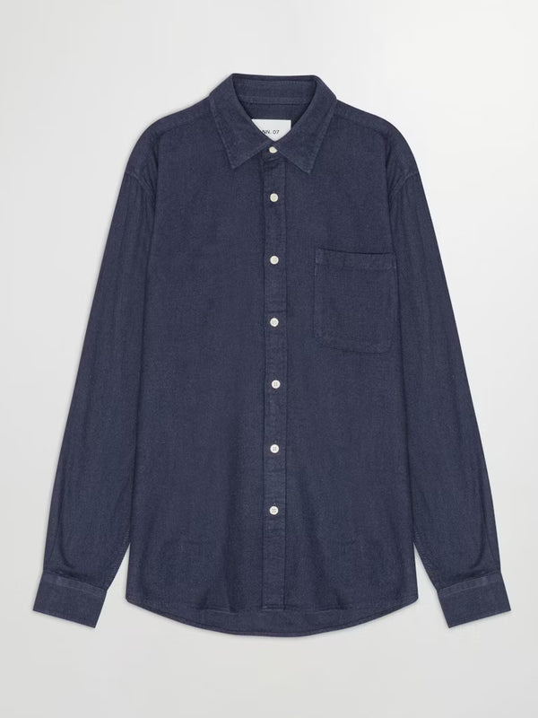 NN07 Deon Flannel Shirt in Navy
