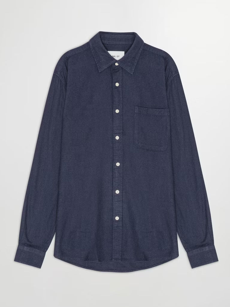 NN07 Deon Flannel Shirt in Navy