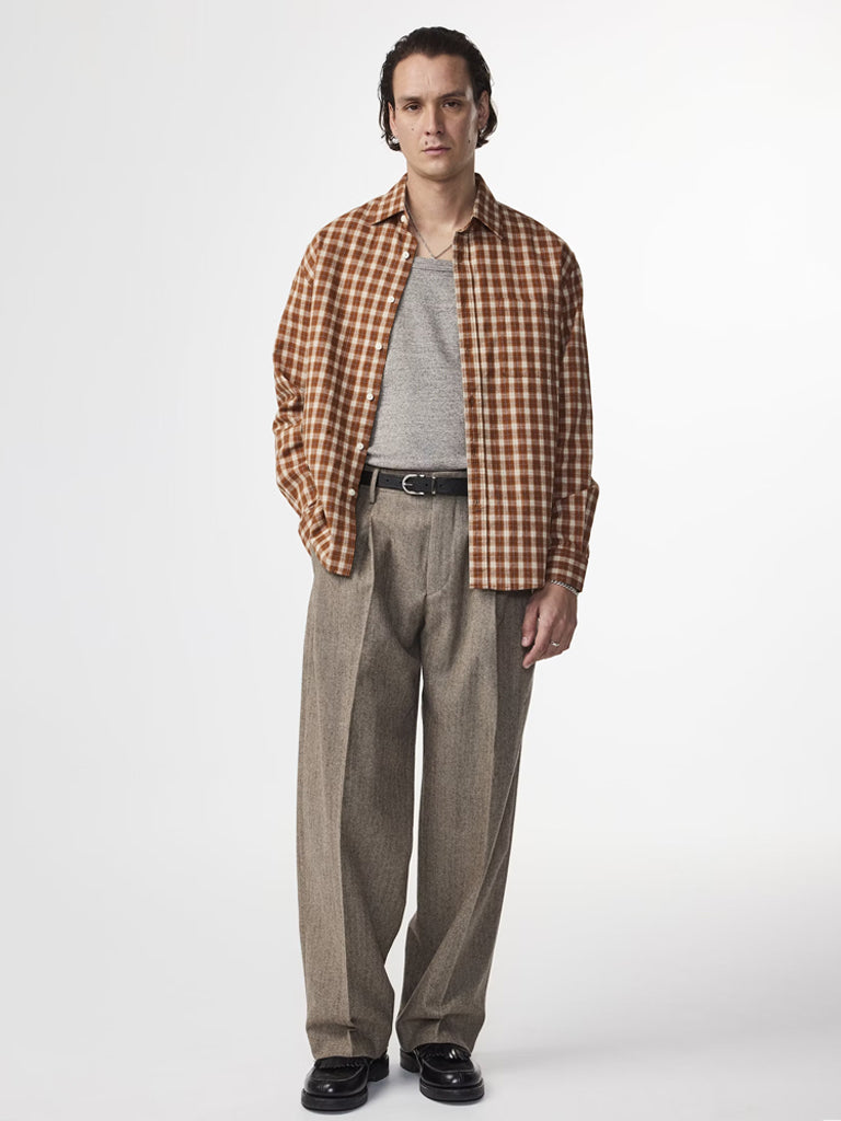NN07 Deon Flannel Shirt in Walnut Check