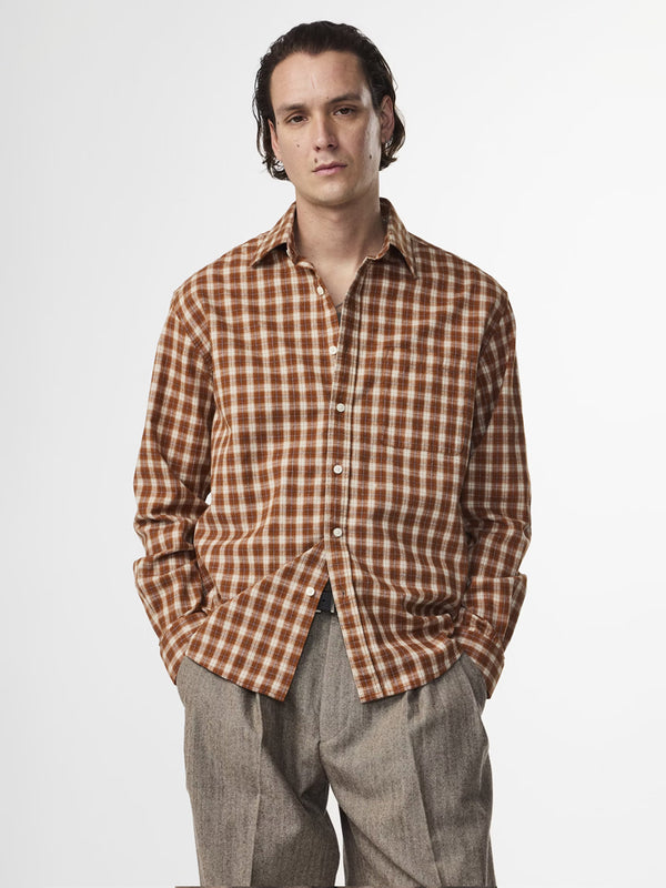 NN07 Deon Flannel Shirt in Walnut Check