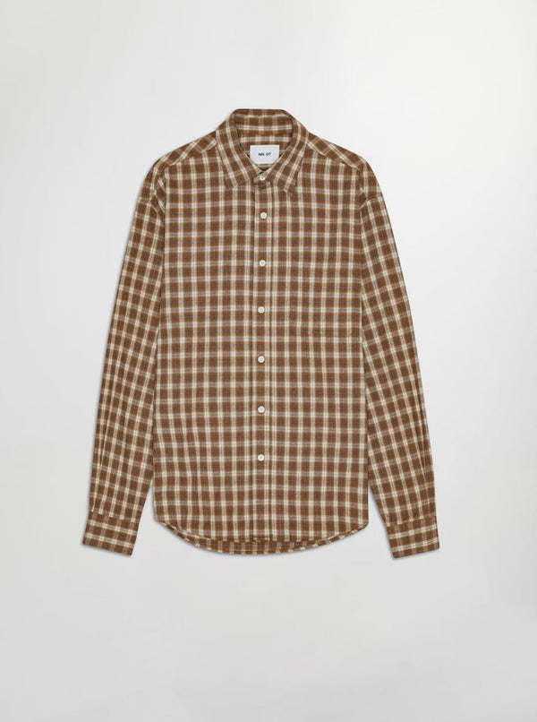 NN07 Deon Flannel Shirt in Walnut Check