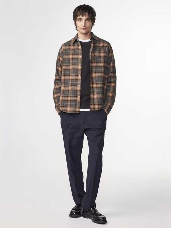 NN07 Deon Flannel Shirt in Brown Check