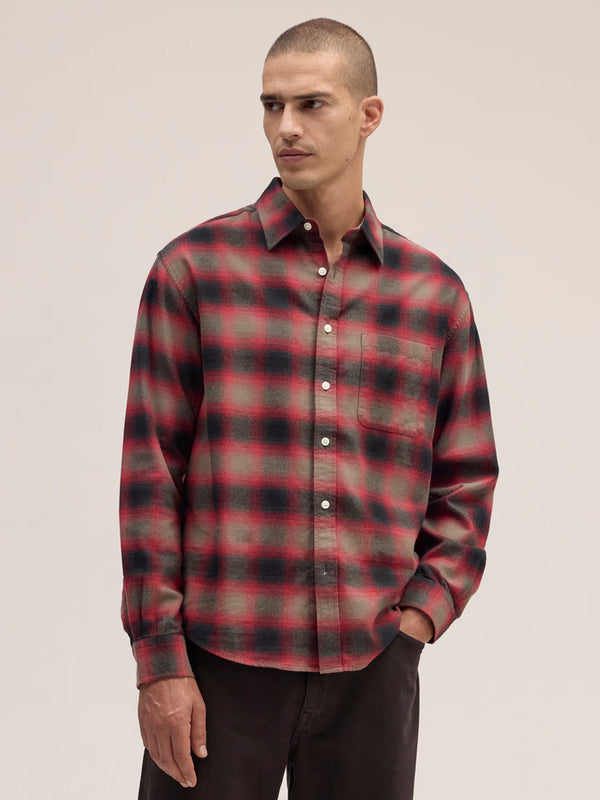 NN07 Deon Flannel Shirt in Red Check