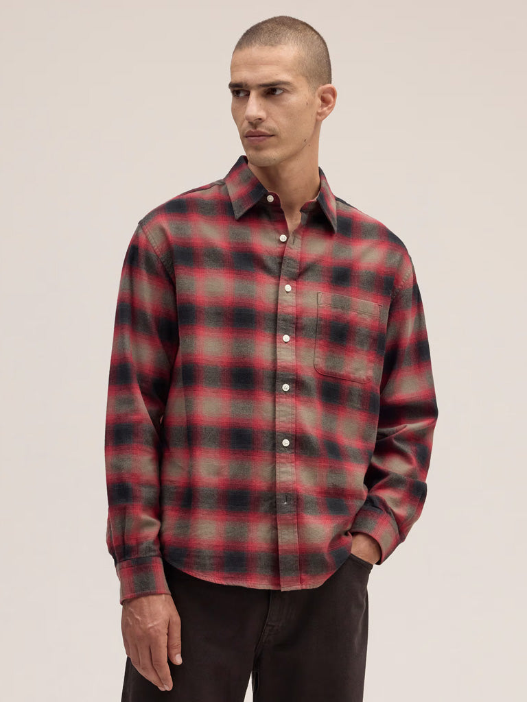 NN07 Deon Flannel Shirt in Red Check