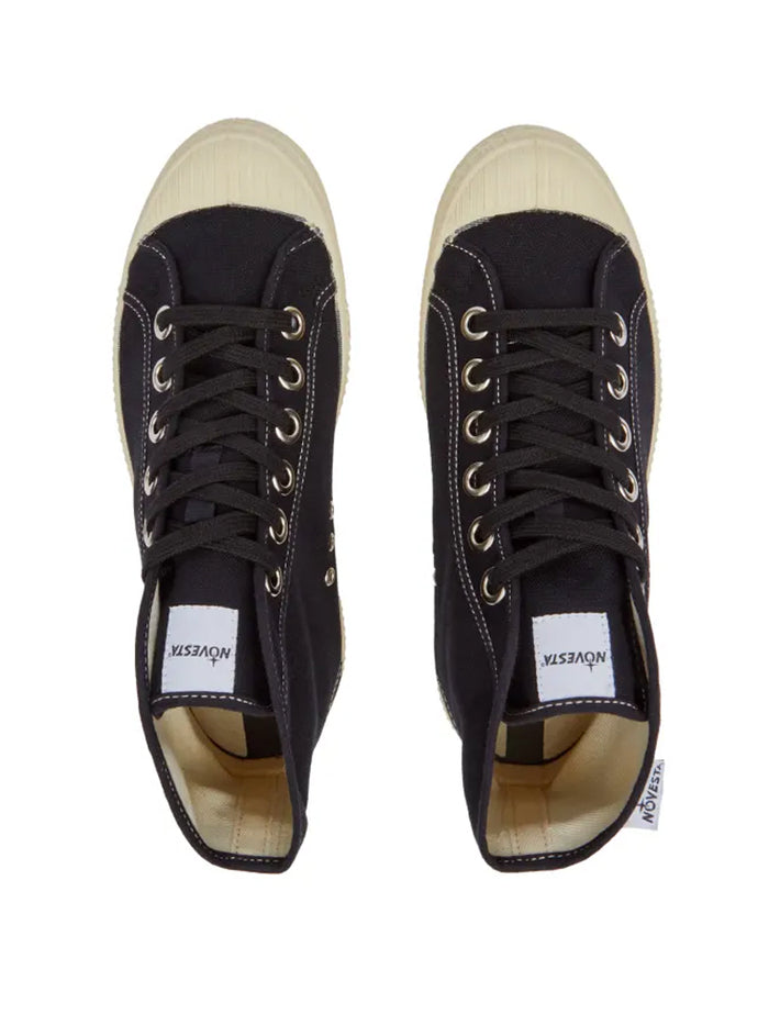 Novesta Star Dribble Contrast High Top in Black Beige Ecru Maze