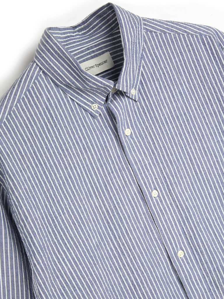 Oliver Spencer Brook Shirt in Finch Blue White