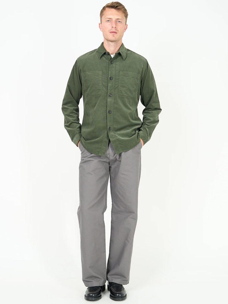 Oliver Spencer Treviscoe Shirt in Mersey Cord Green