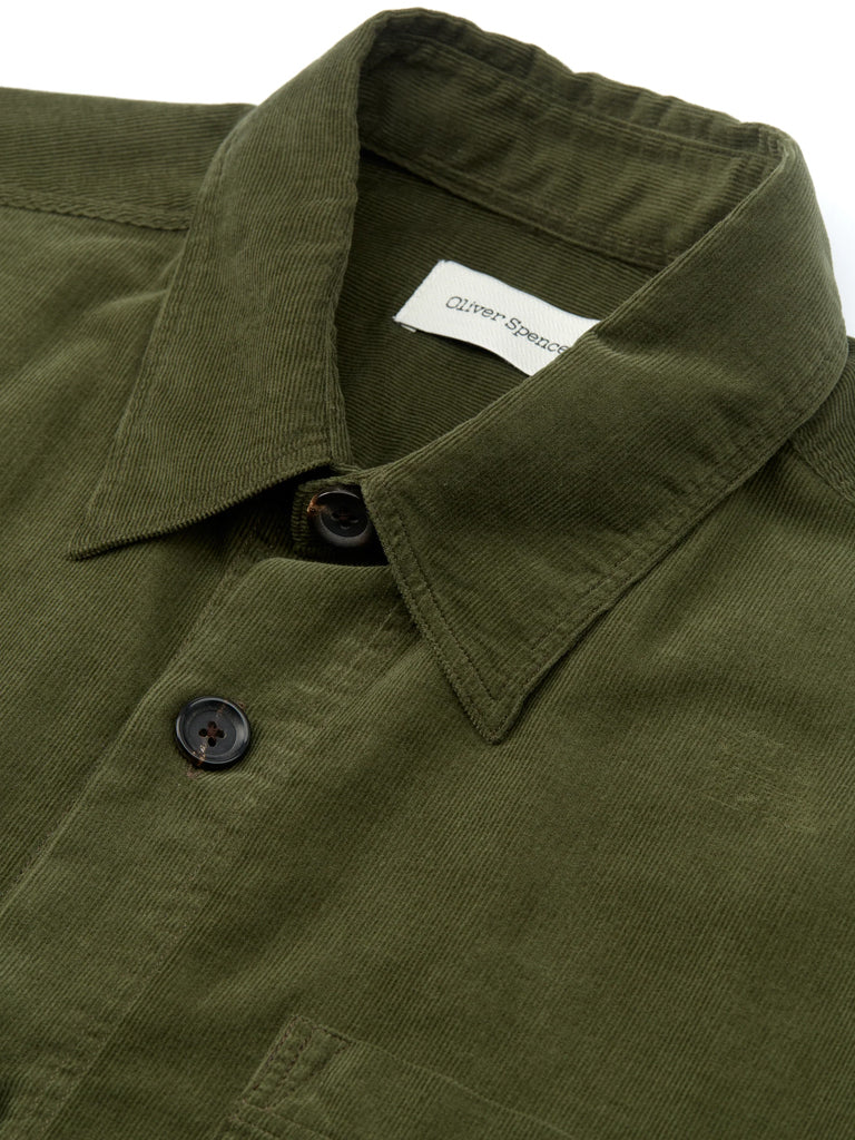 Oliver Spencer Treviscoe Shirt in Mersey Cord Green